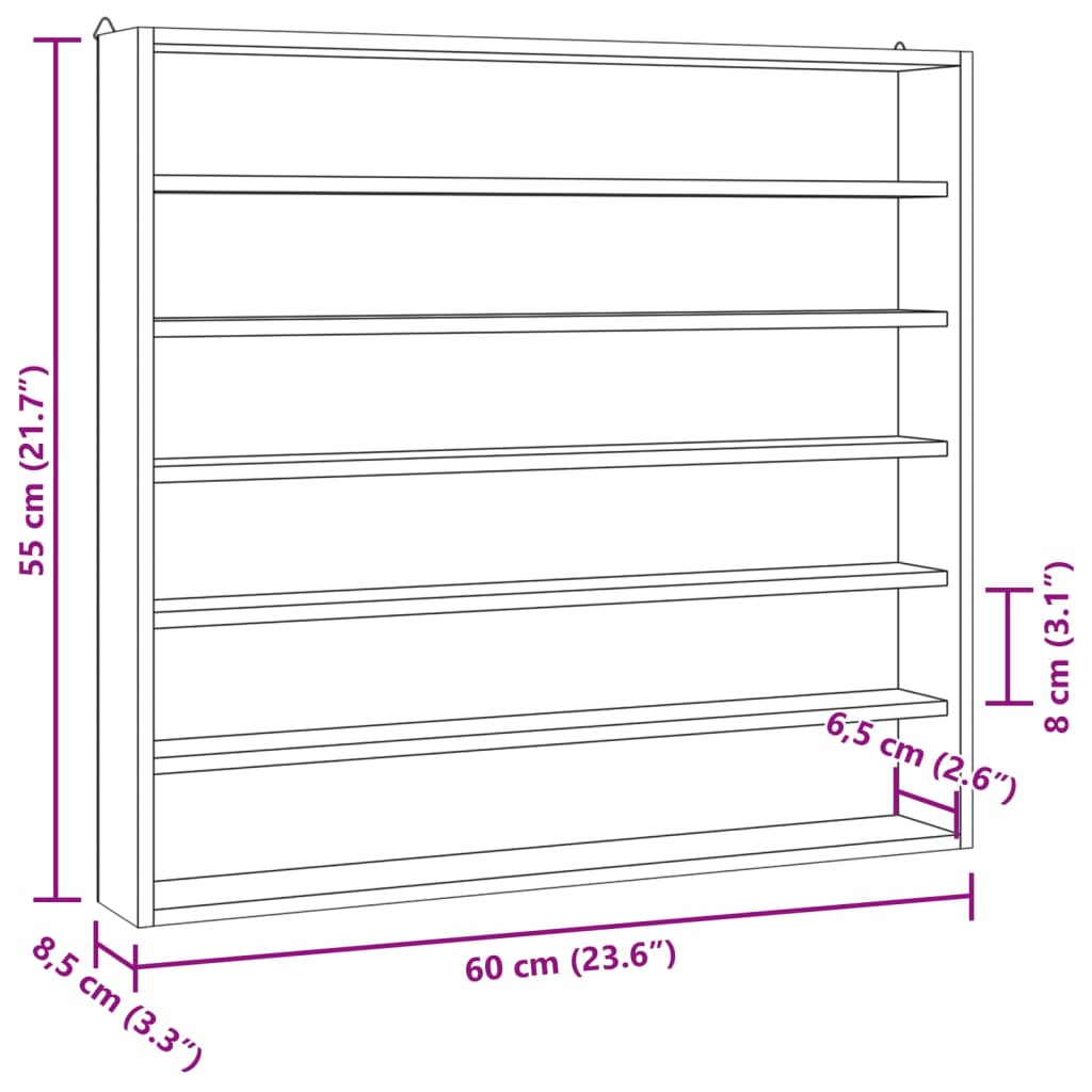 Samlarmonter I Trä Med 6 Hyllplan 60X8,5X55 Cm