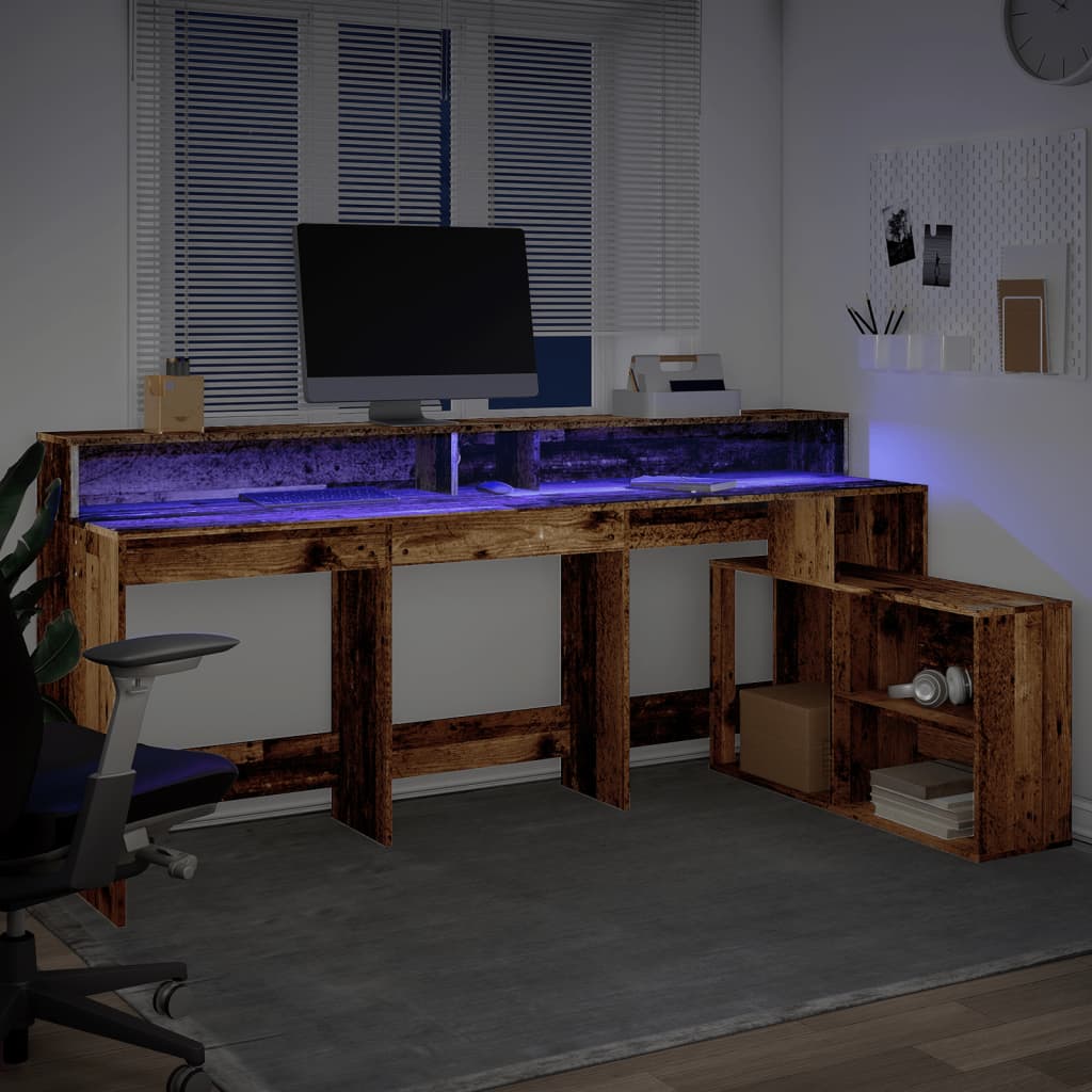 Skrivbord Med Led 200X104X91 Cm Konstruerat Trä