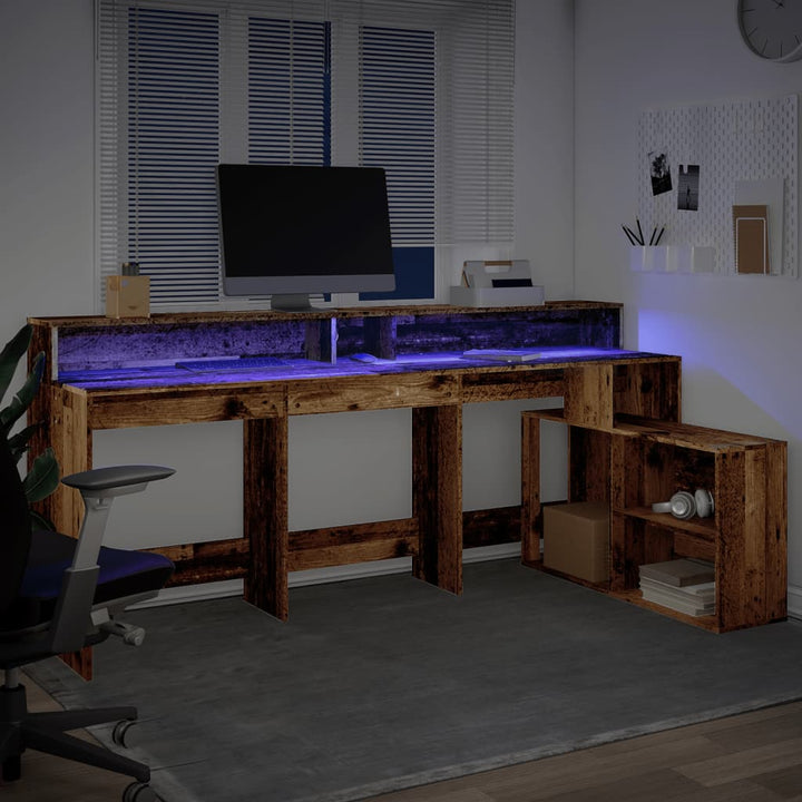 Skrivbord Med Led 200X104X91 Cm Konstruerat Trä