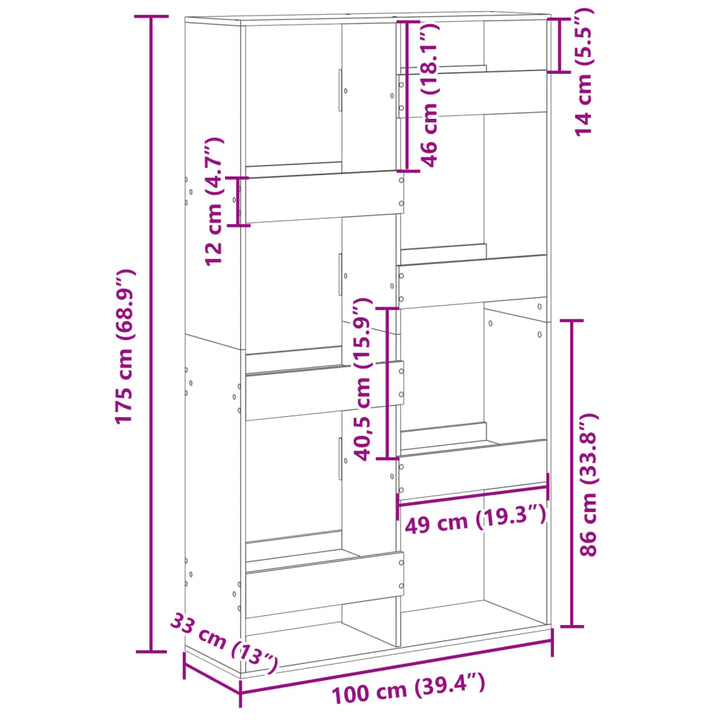 Rumsavdelare Sonoma-Ek 100X33X Konstruerat Trä