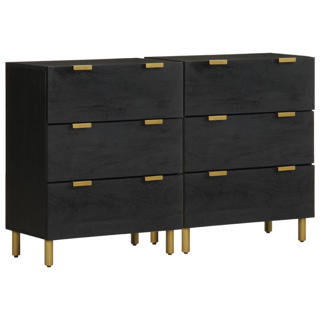 Skänkar 2 St Svart 60X33X75 Cm Konstruerat Trä
