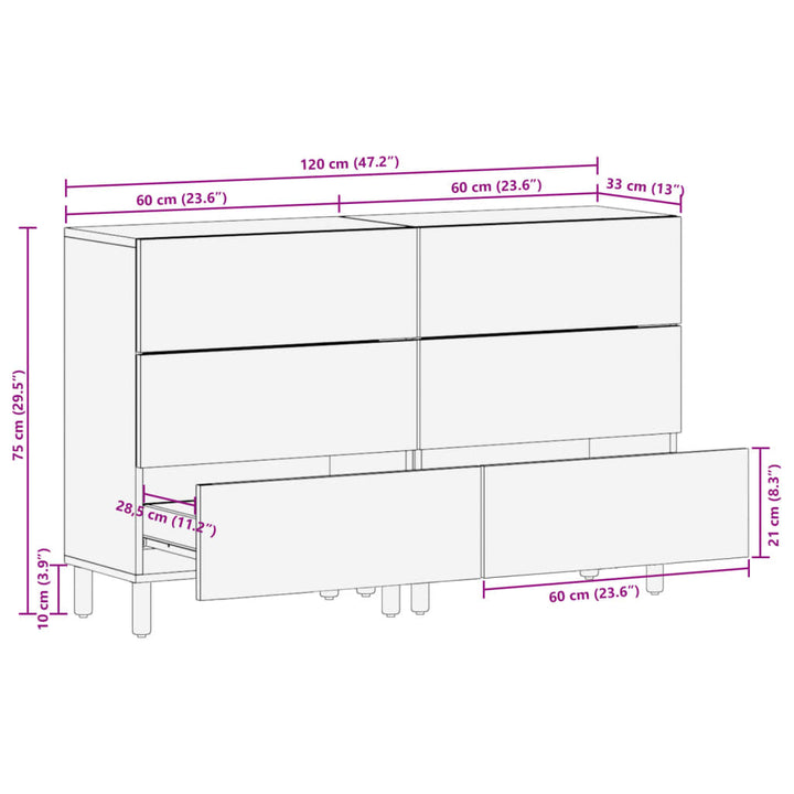 Skänkar 2 St Svart 60X33X75 Cm Konstruerat Trä
