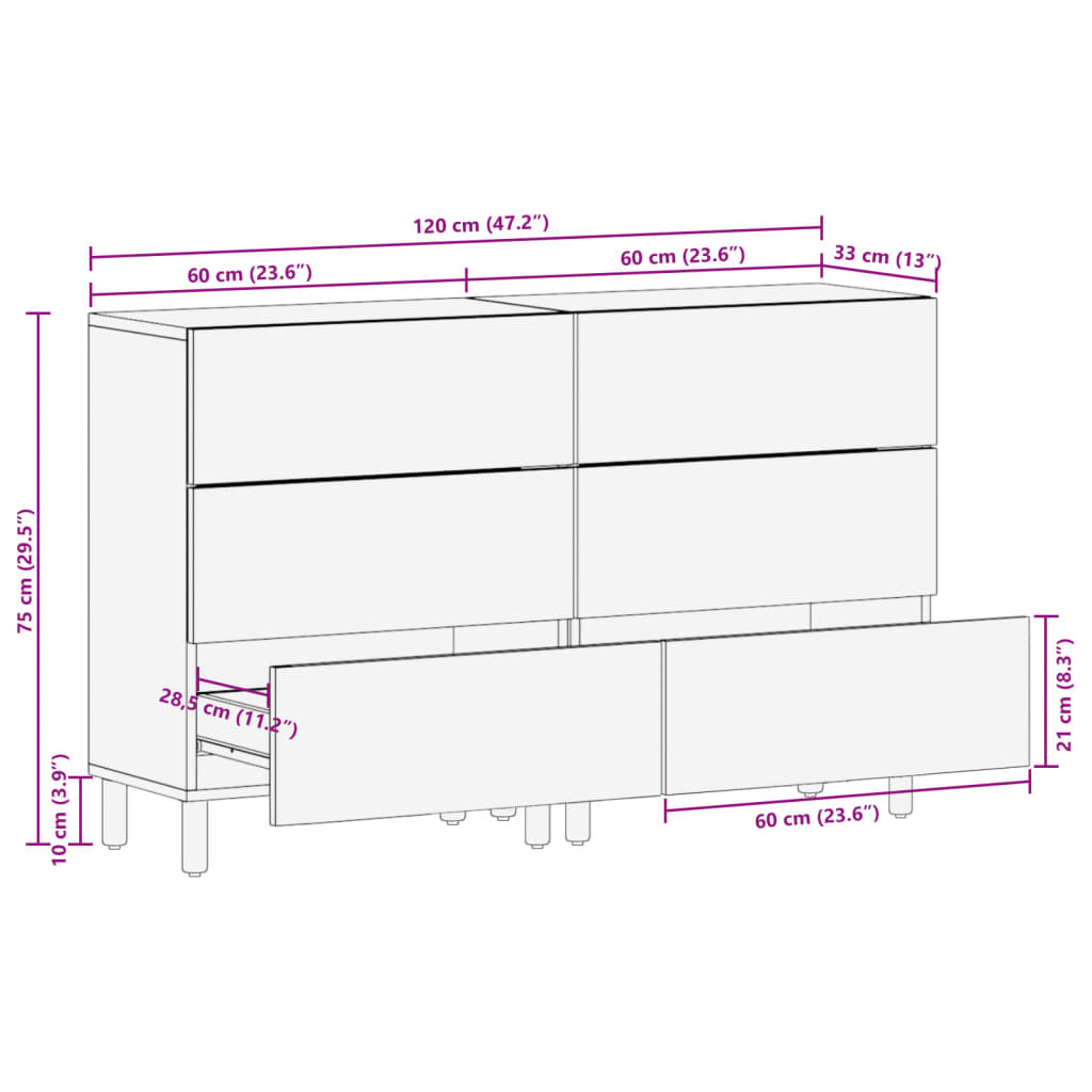 Skänkar 2 St Svart 60X33X75 Cm Konstruerat Trä