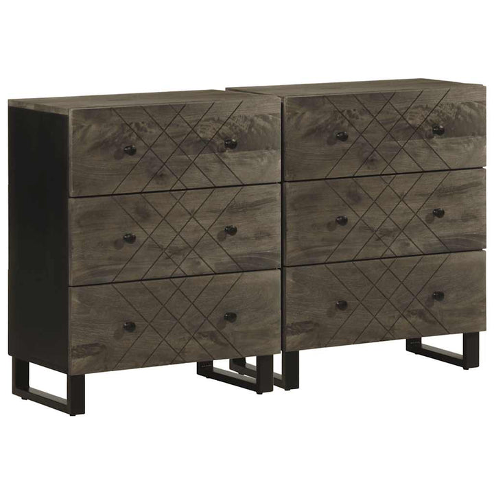 Skänkar 2 St Svart 60X33X75 Cm Massivt Mangoträ