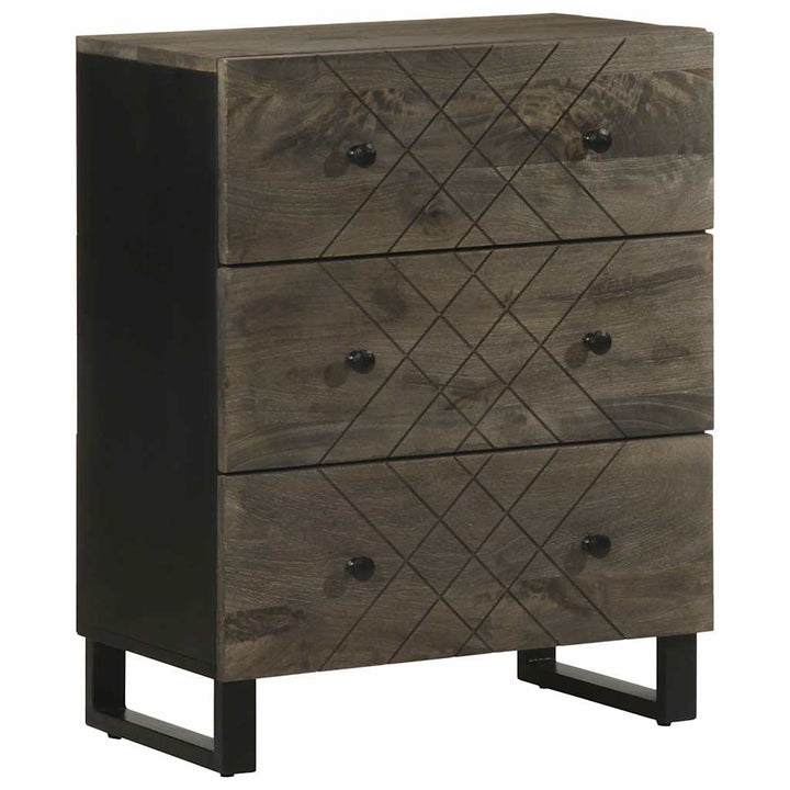 Skänkar 2 St Svart 60X33X75 Cm Massivt Mangoträ