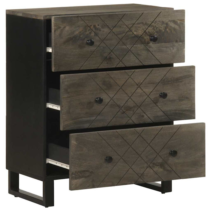 Skänkar 2 St Svart 60X33X75 Cm Massivt Mangoträ
