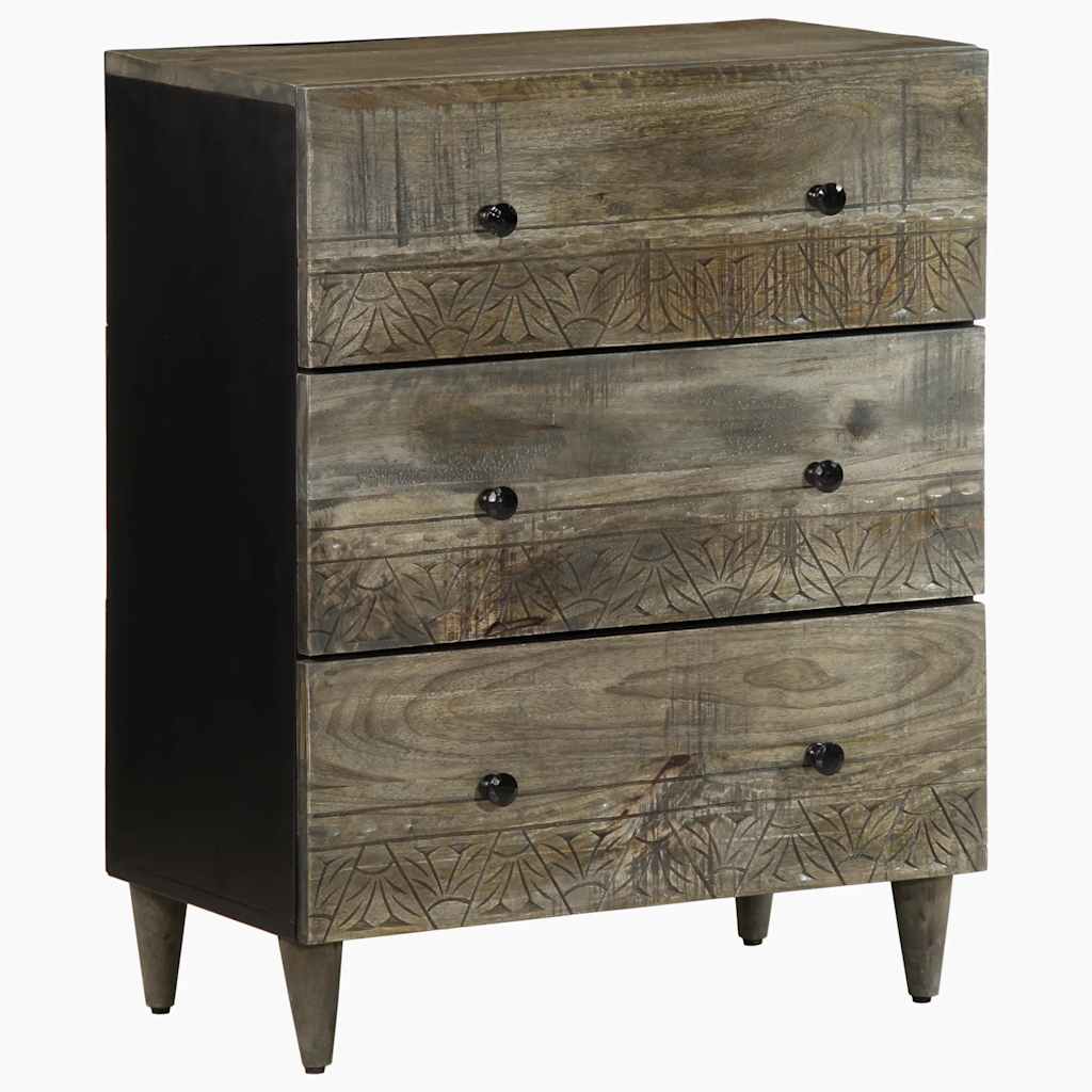Skänkar 2 St Ljusgrå 60X33,5X75 Cm Mango I Massivt Trä