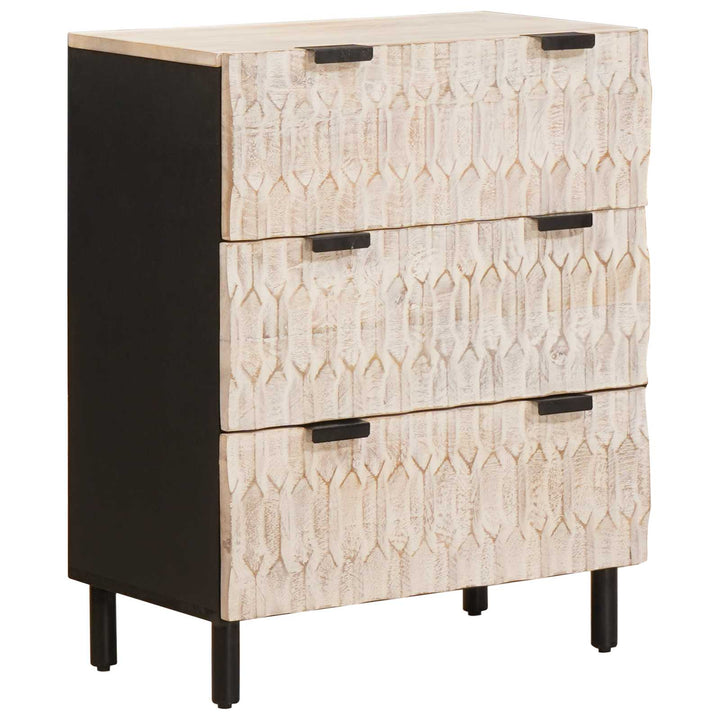 Sideboard 3 St 60 X 33 X 75 Cm Massivt Mangoträ