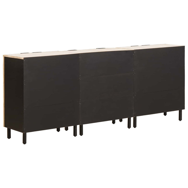 Sideboard 3 St 60 X 33 X 75 Cm Massivt Mangoträ