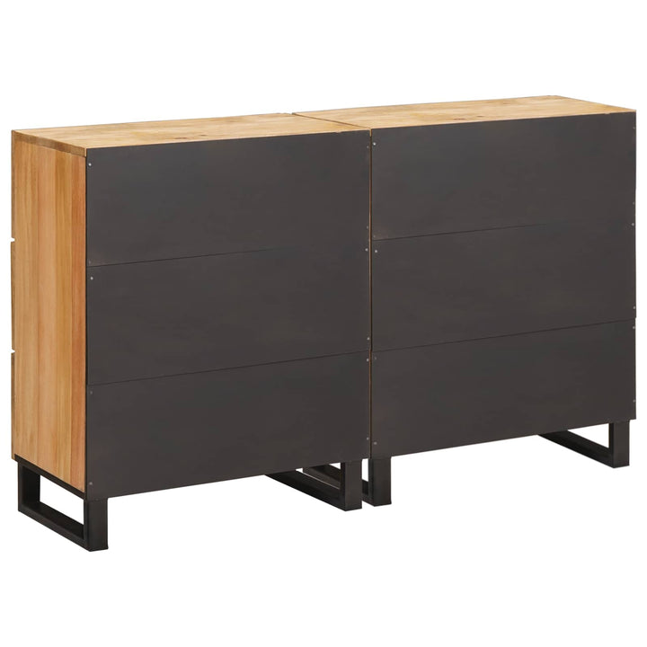 Sideboard 2 St 60 X 33 X 75 Cm Massivt Mangoträ Brun
