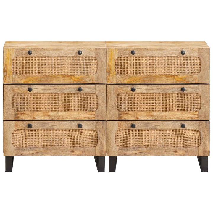 Sideboard 2 St 60 X 33 X 75 Cm Massivt Mangoträ Brun