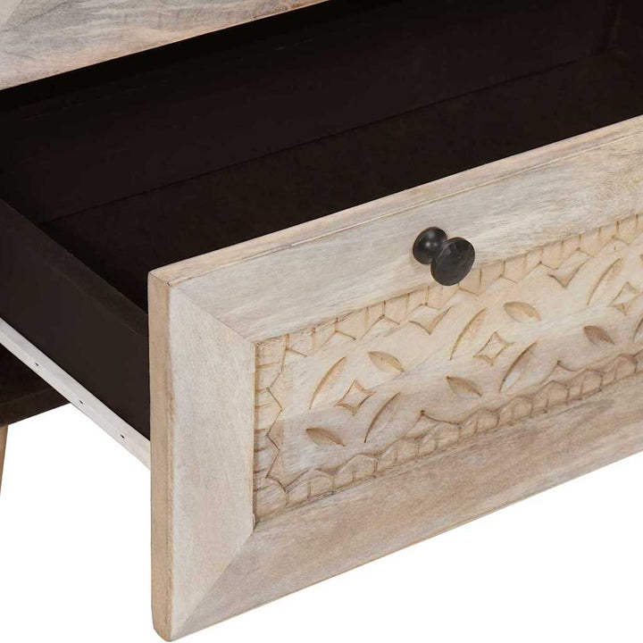 Sideboard 3 St 180 X 33,5 X 75 Cm Massivt Mangoträ Vit