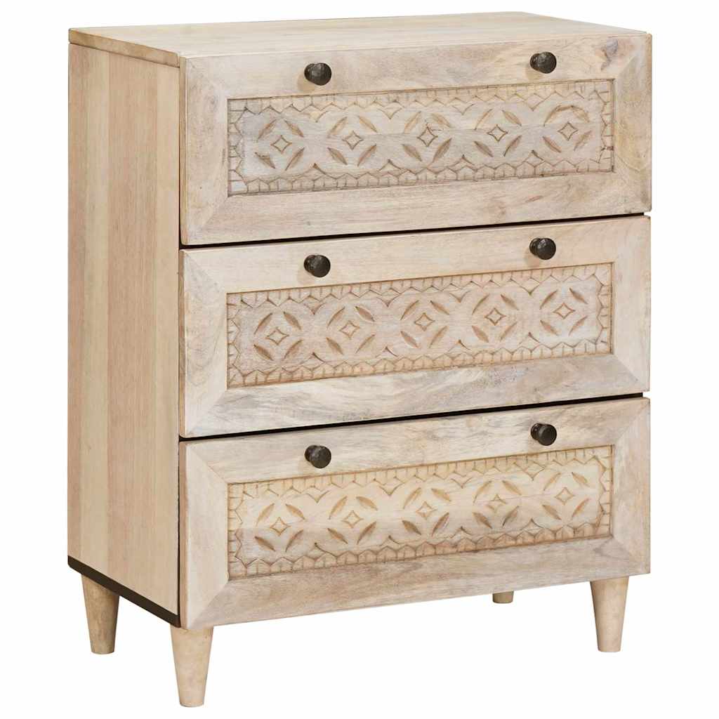 Sideboard 3 St 180 X 33,5 X 75 Cm Massivt Mangoträ Vit