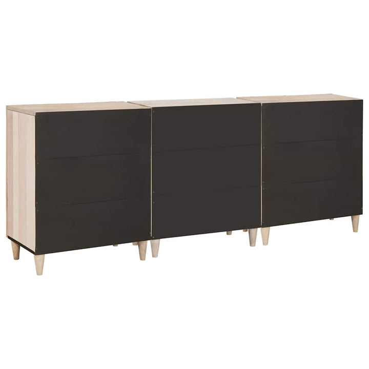 Sideboard 3 St 180 X 33,5 X 75 Cm Massivt Mangoträ Vit