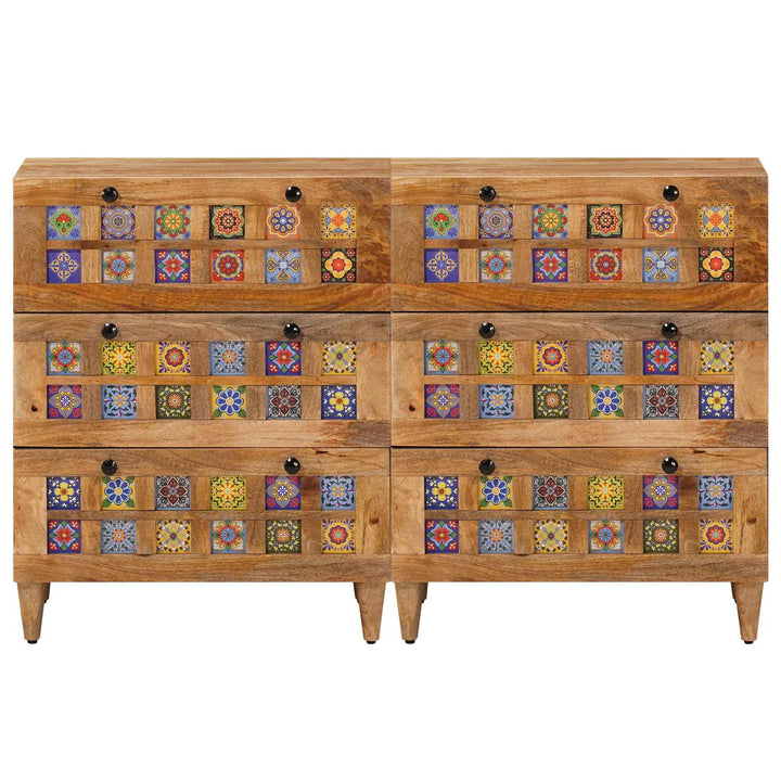 Sideboard 2 Pcs Naturfärg 60 X 33 X 75 Cm Massivt Mangoträ