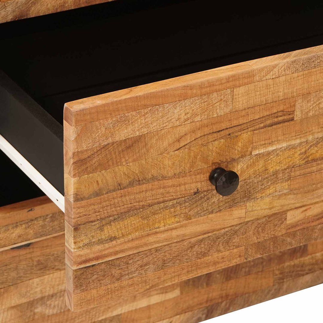 Sideboard 2 St 60 X 33 X 75 Cm Massivt Mangoträ Brun