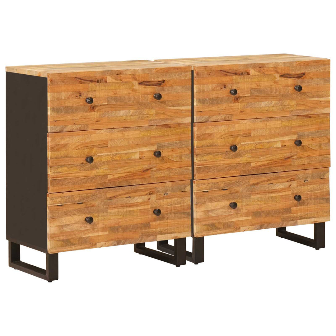 Sideboard 2 St 60 X 33 X 75 Cm Massivt Mangoträ Brun