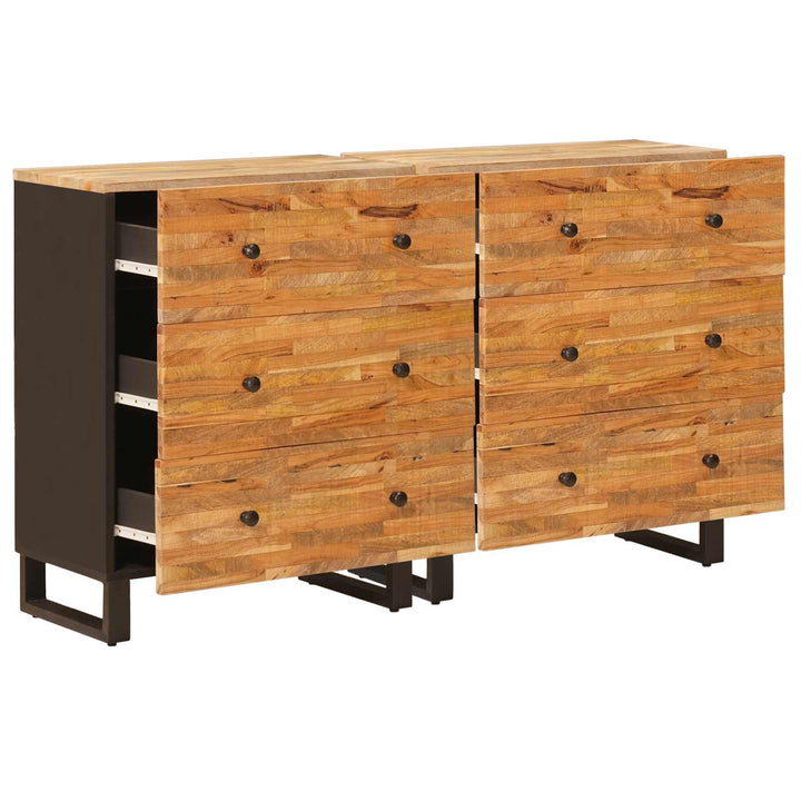 Sideboard 2 St 60 X 33 X 75 Cm Massivt Mangoträ Brun