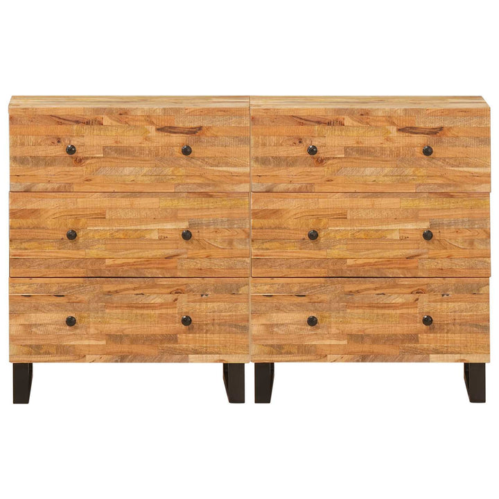 Sideboard 2 St 60 X 33 X 75 Cm Massivt Mangoträ Brun