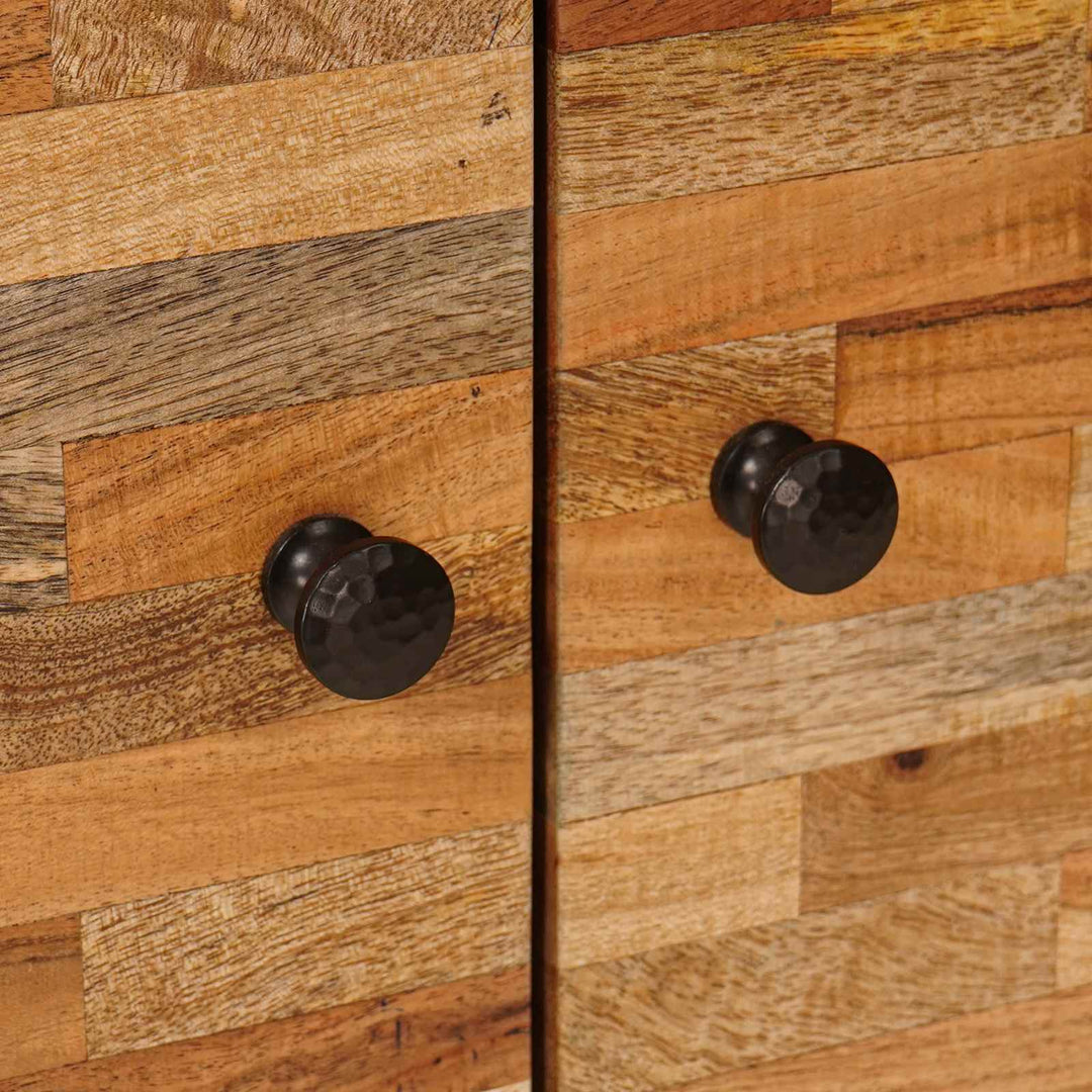 Sideboard 3 St 60 X 33 X 75 Cm Massivt Mangoträ Brun