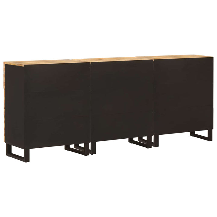 Sideboard 3 St 60 X 33 X 75 Cm Massivt Mangoträ Brun