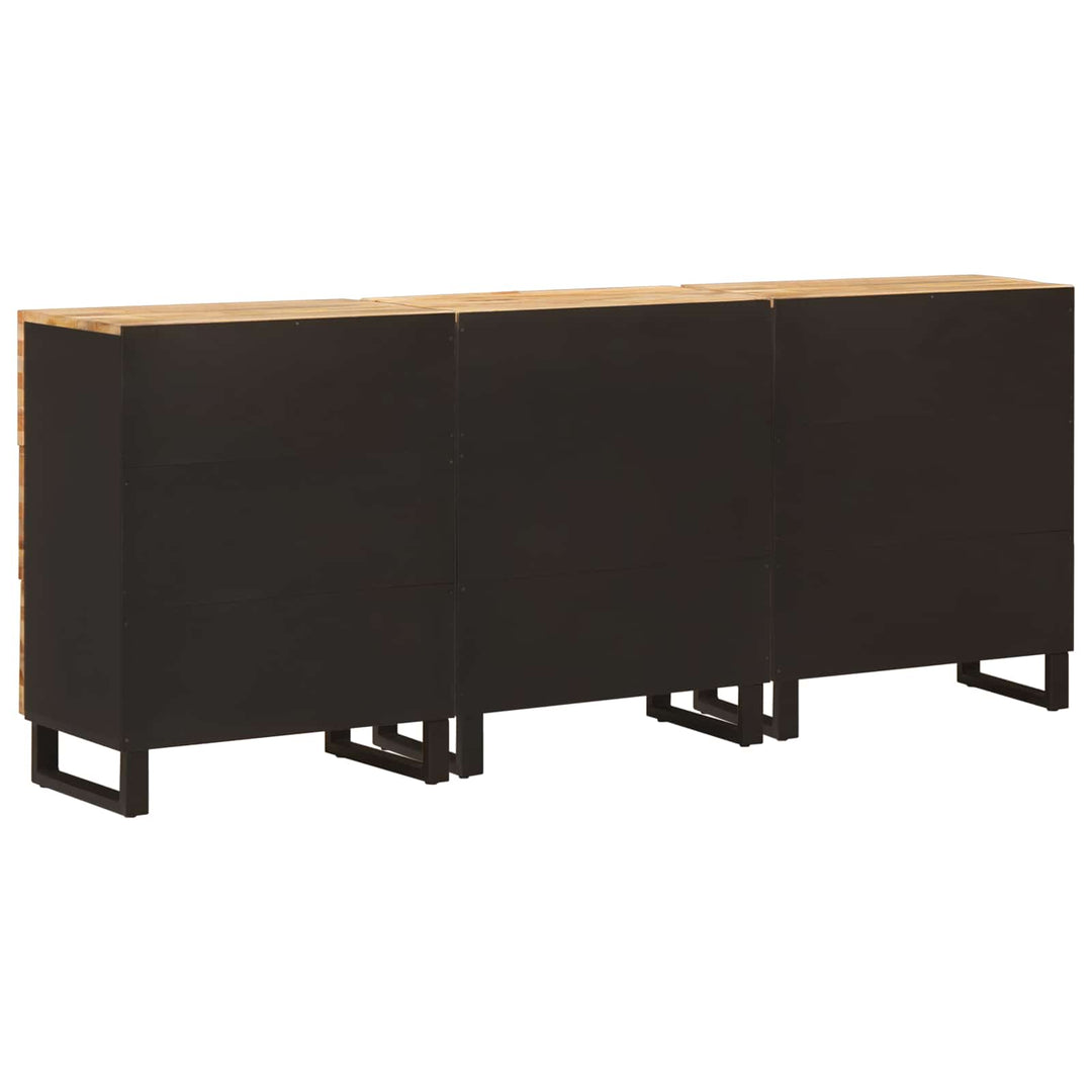 Sideboard 3 St 60 X 33 X 75 Cm Massivt Mangoträ Brun