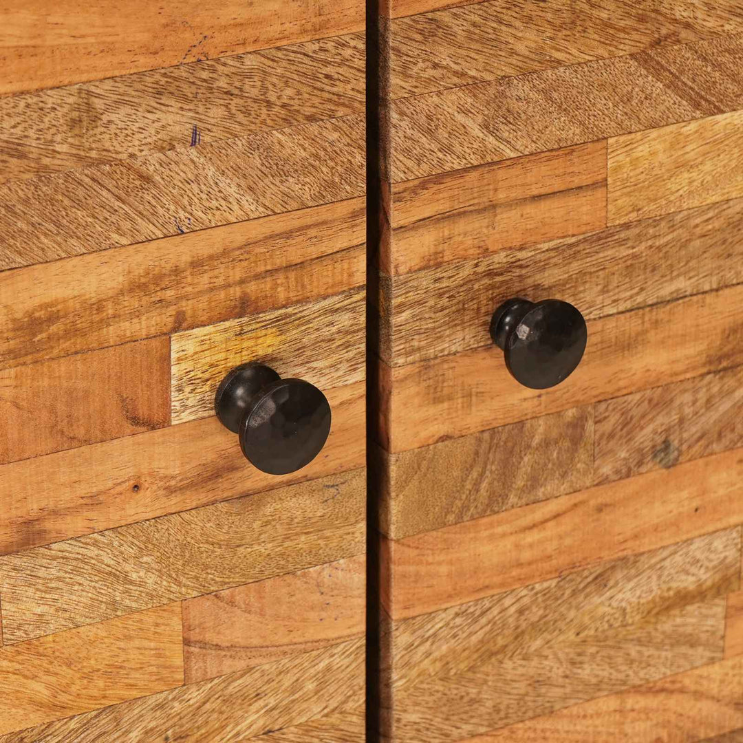 Badrum Set Med Lagring 2 Pcs Naturfärg Massivt Mangoträ