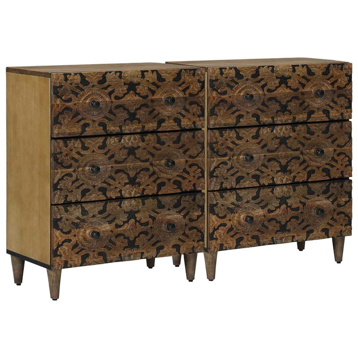 Sideboard 2 Pcs Brun 60 X 33,5 X 75 Cm Massivt Mangoträ