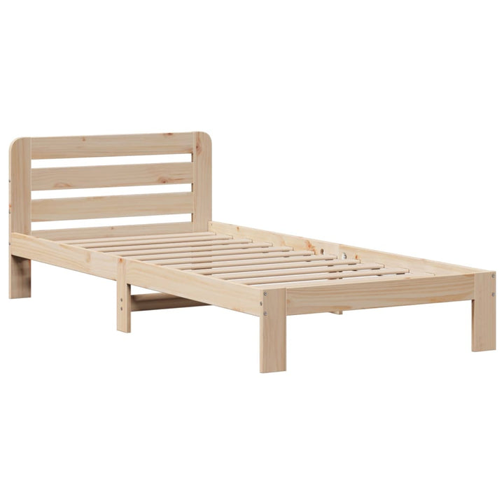 Säng Med Bokhylla Utan Madrass 90X200Cm Massiv Furu