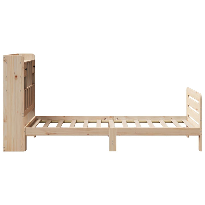 Säng Med Bokhylla Utan Madrass 90X200Cm Massiv Furu