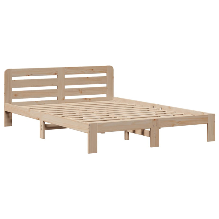 Säng Med Bokhylla Utan Madrass 140X200Cm Massiv Furu