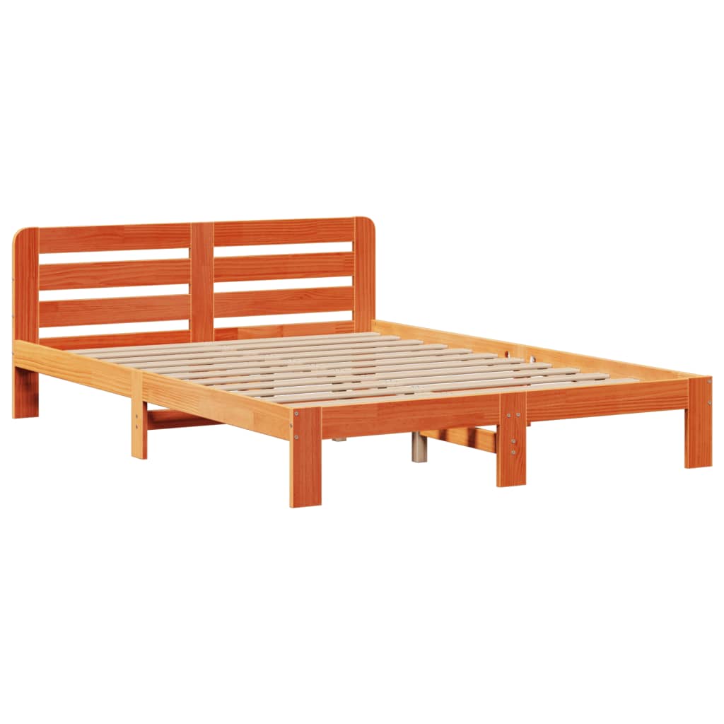 Säng Med Bokhylla Utan Madrass 160X200Cm Massiv Furu