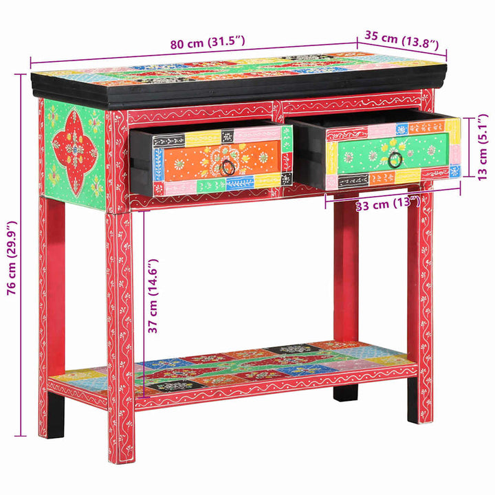 Konsolbord Med Låda Med Lagring Flerfärgsdesign 80 X 35 X 76 Cm