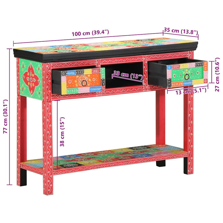 Konsolbord Med Låda Flerfärgsdesign 100 X 30 X 77 Cm