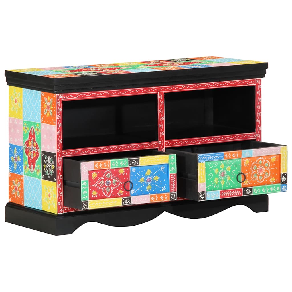 Tv-Skåp Flerfärgsdesign 80 X 35 X 50 Cm Massivt Mangoträ