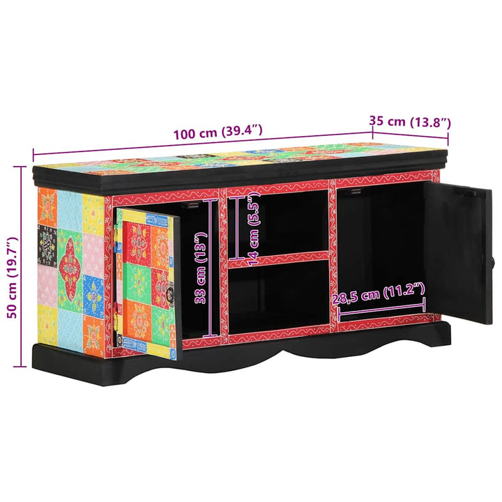 Tv-Skåp Flerfärgsdesign 100 X 35 X 50 Cm Massivt Mangoträ