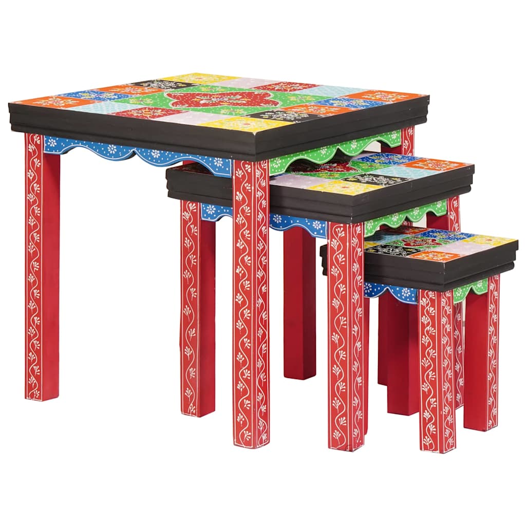Fyrkantigt Bord 3 Pcs Flerfärgsdesign