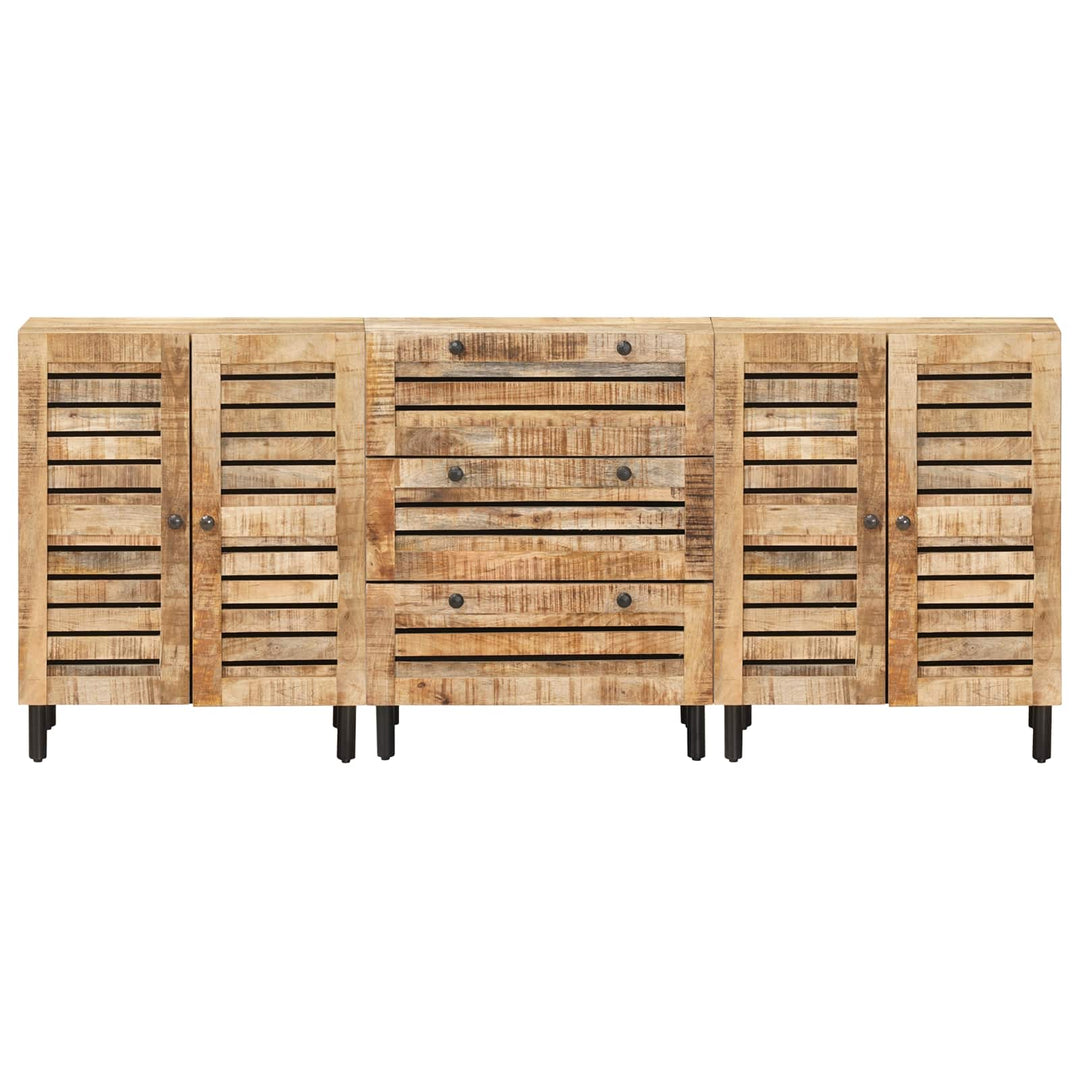 Förvaringsskåp 3 St 180 X 33 X 75 Cm Massivt Mangoträ Naturlig