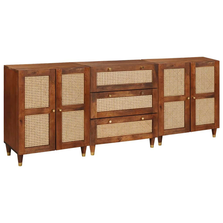 Skänksats 3 Pcs Brun 180 X 33 X 75 Cm Massivt Mangoträ