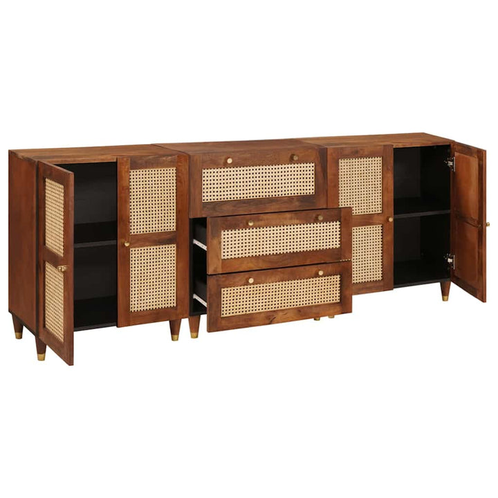 Skänksats 3 Pcs Brun 180 X 33 X 75 Cm Massivt Mangoträ