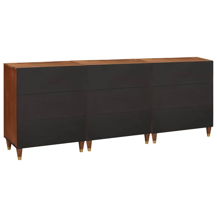 Skänksats 3 Pcs Brun 180 X 33 X 75 Cm Massivt Mangoträ