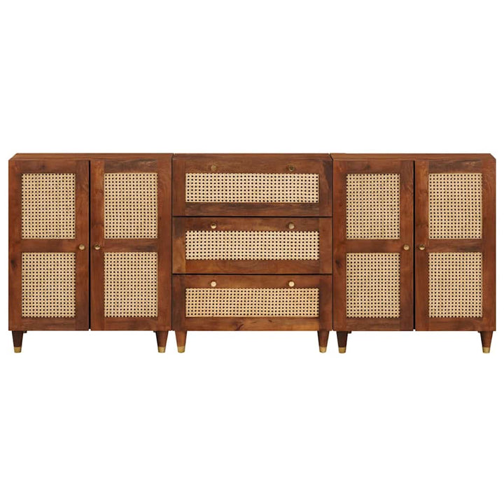 Skänksats 3 Pcs Brun 180 X 33 X 75 Cm Massivt Mangoträ