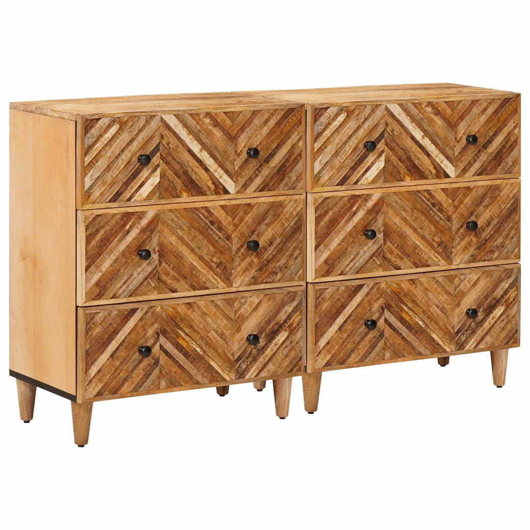 Förvaringsskåp 2 St 60 X 33,5 X 75 Cm Massivt Mangoträ Brun