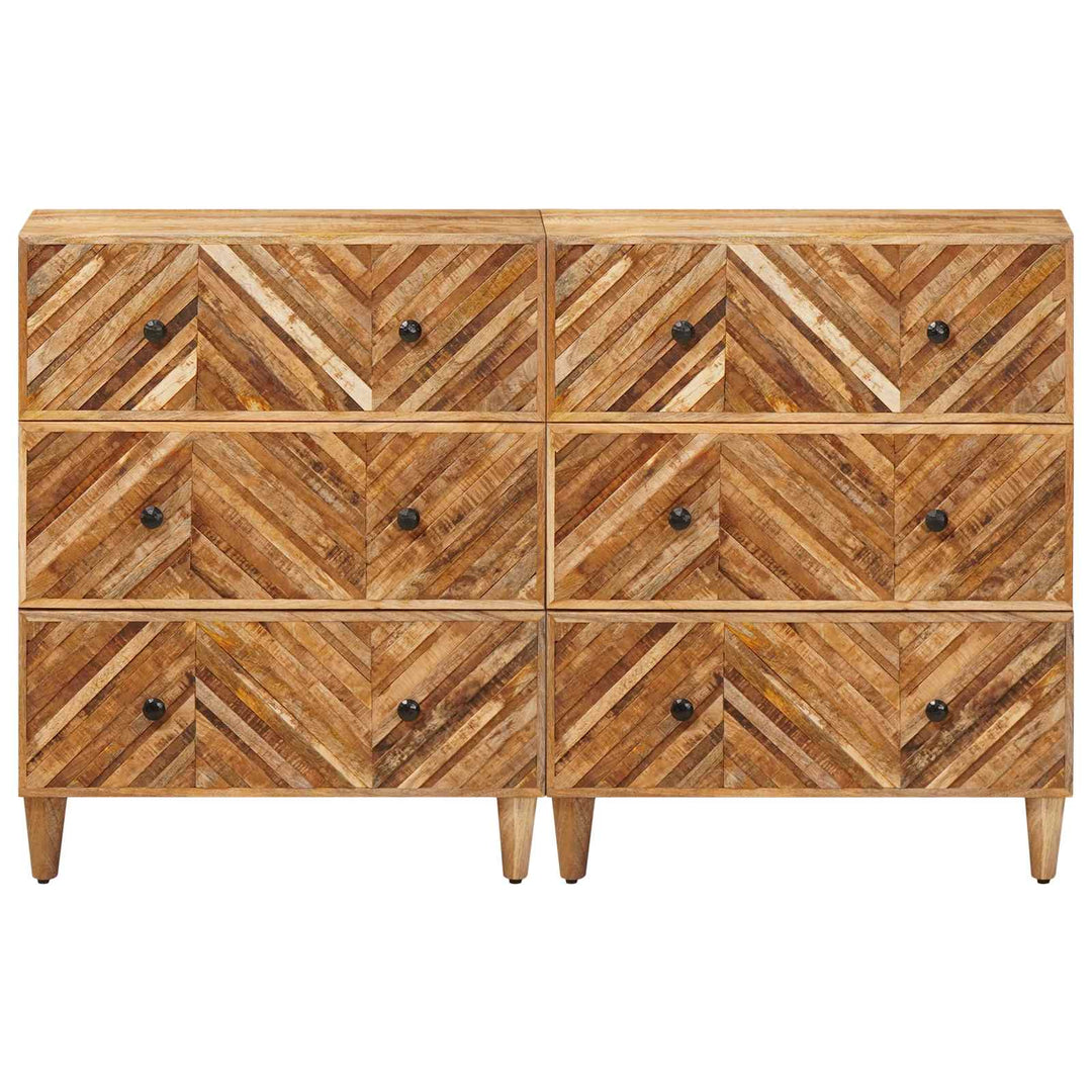 Förvaringsskåp 2 St 60 X 33,5 X 75 Cm Massivt Mangoträ Brun