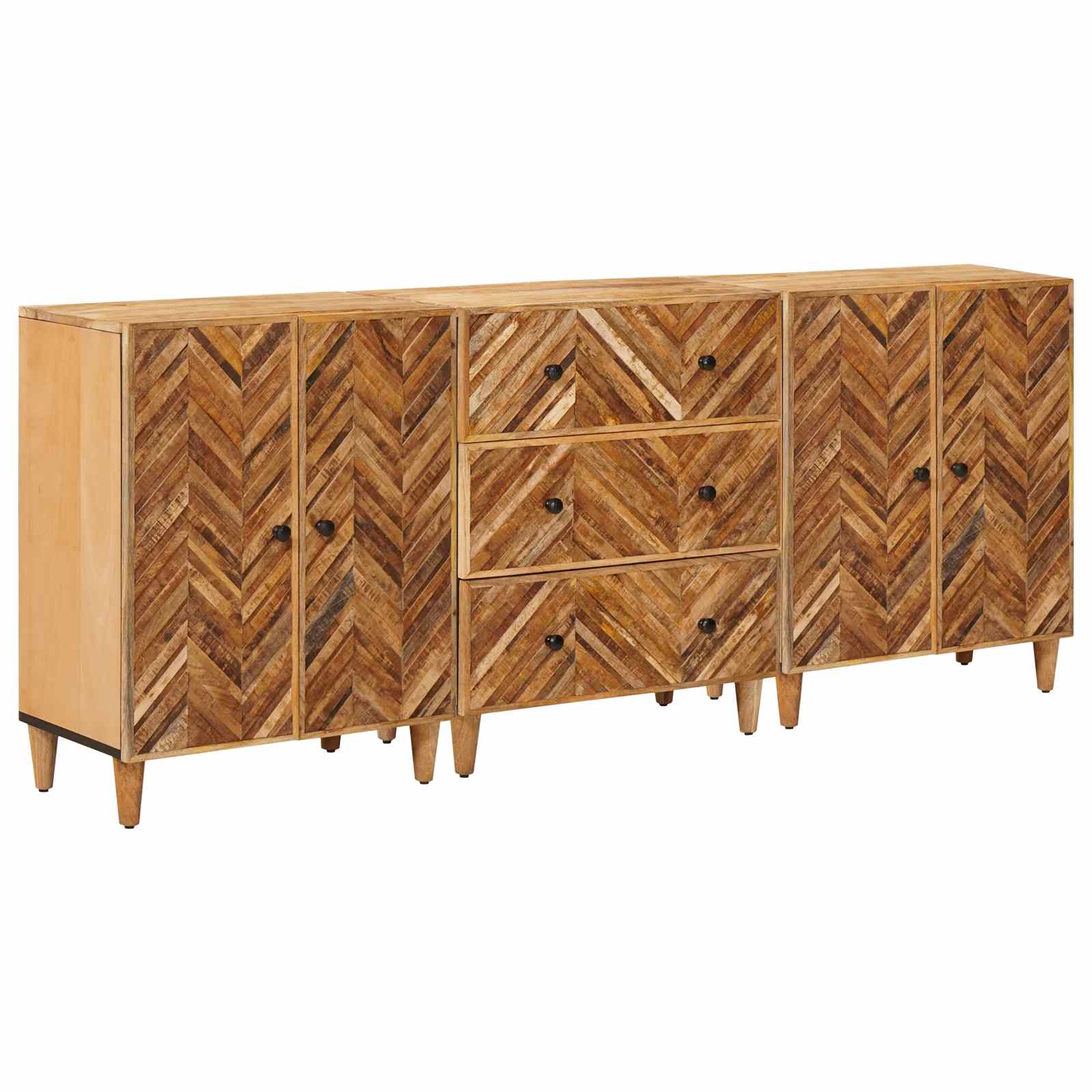 Förvaringsskåp 3 St 60 X 33,5 X 75 Cm Massivt Mangoträ Brun