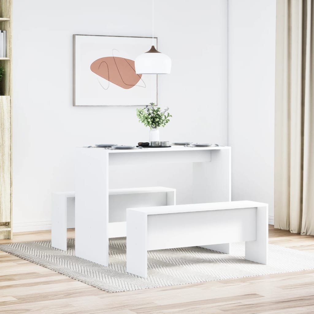 Matbord Med Bänkar 3 Delar Konstruerat Trä