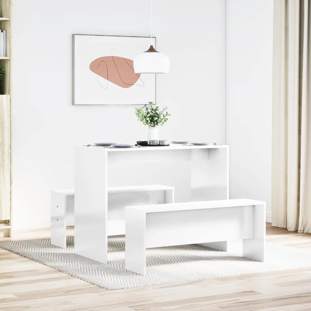 Matbord Och Bänkset 3 Delar I Konstruerat Trä