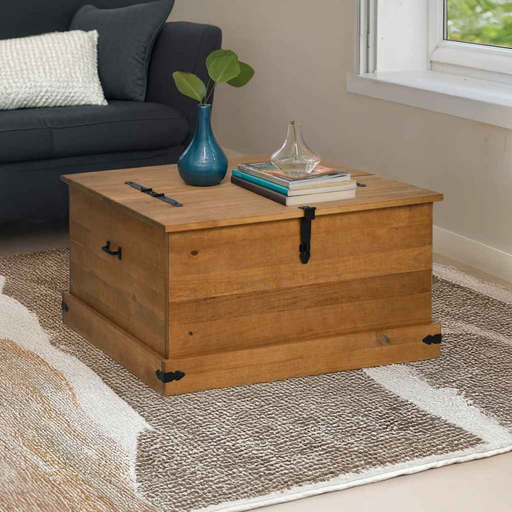 Förvaringskista Halden 91X91X47 Cm Massiv Trä Furu
