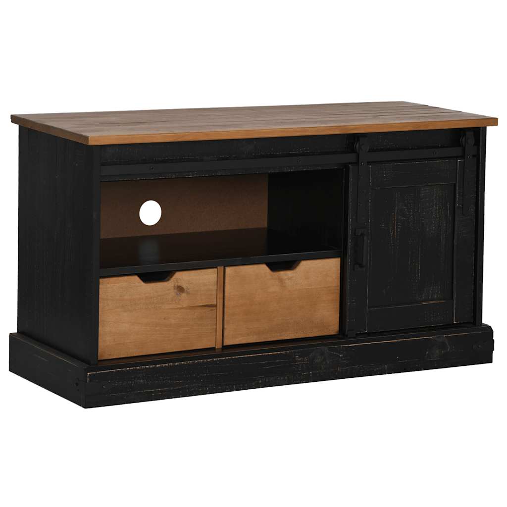 Tv-Bänk Halden Med Skjutdörr 110X40X60 Cm Massivt Trä