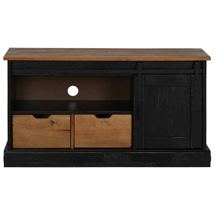 Tv-Bänk Halden Med Skjutdörr 110X40X60 Cm Massivt Trä